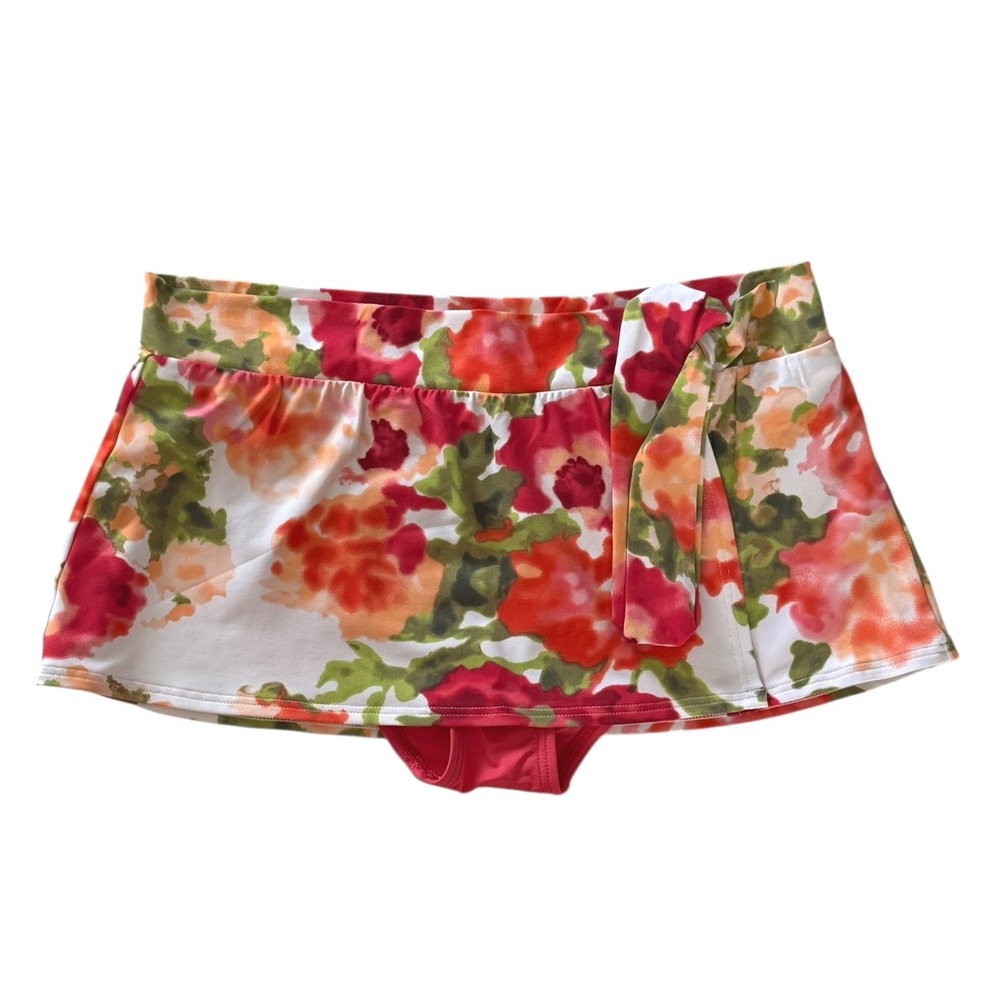 Tommy Bahama Women's Swim Skirt Floral Pink Red Orange White Size SMALL Tie Side
